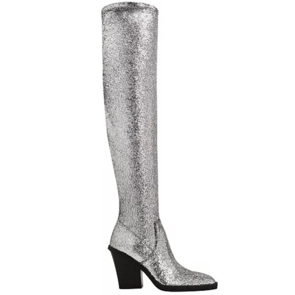 Katy Perry Collections Shoes - $168 NEW Katy Perry Citygurl Over The Knee Stretch Boots Silver Western Boot